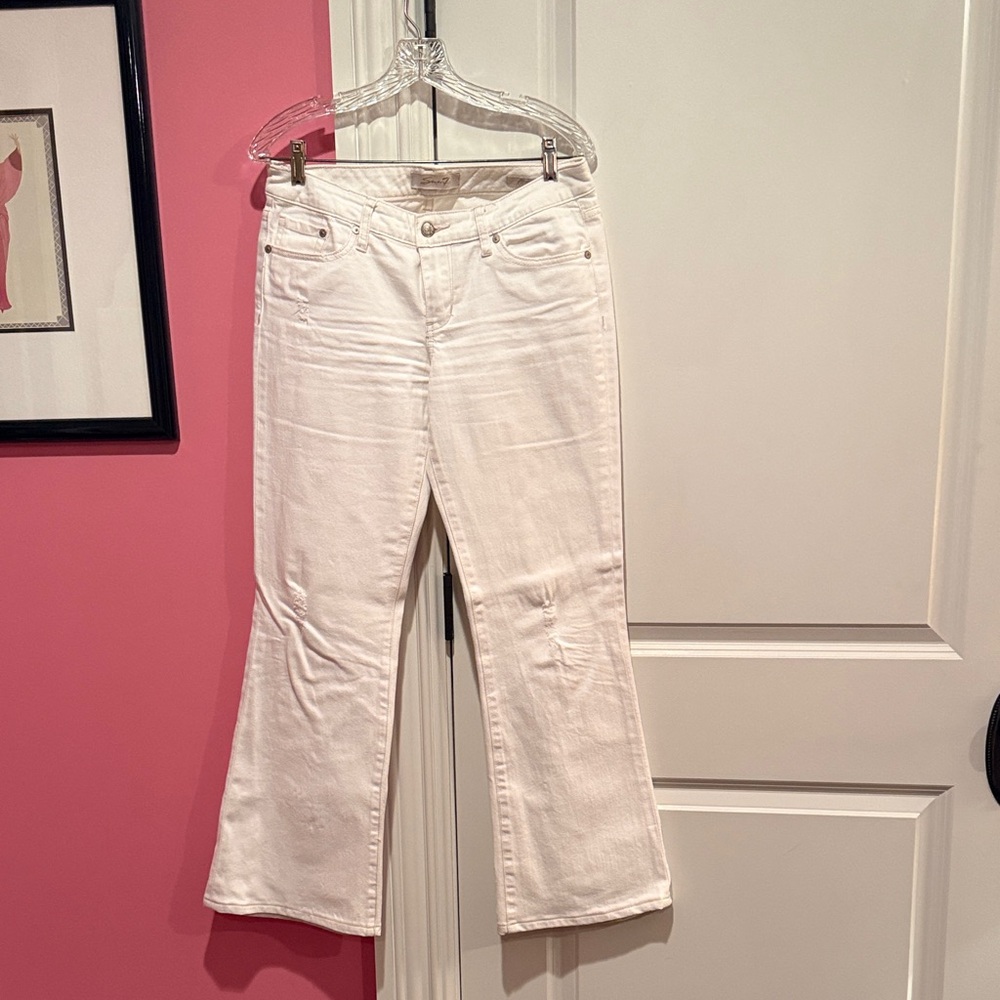 Seven7 Women's Cream Flare Jeans